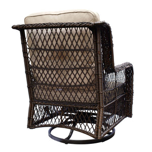 English Elm Outdoor Bistro Set with Pe Wicker Swivel Rockers and Tempered Glass Coffee Table W1889S00002