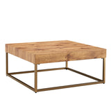 English Elm Modern Rectangular Coffee Table, Dining Table. Mdf Desktop With Metal Legs. Suitable For Restaurants and Living Rooms. The Size :31.5"*31.5"*14.37"