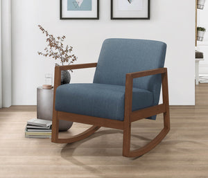 English Elm 1pc Horae Rocker Accent Chair with Plush Cushioning and Ergonomic Curved Frame for Cozy Relaxation Blue 33.25 L x 26.5 W x 21.5 H B011126011