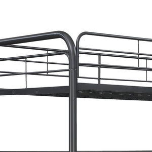English Elm Furniture Steel Triple Bunk Bed with Staircase Three Twin Tiers for Kids Rooms W311S00036