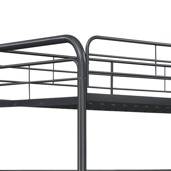English Elm Furniture Steel Triple Bunk Bed with Staircase Three Twin Tiers for Kids Rooms W311S00036