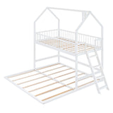 Hearth and Haven Sophiagra Twin over Twin House Bunk Bed with Extending Trundle and Ladder, White