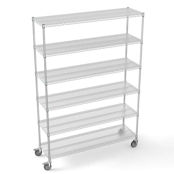 English Elm 6 Tier Wire Shelving Unit - 6000 Lbs Adjustable Metal Garage Storage Rack With Wheels & Liners! W1550119258