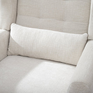 English Elm Modern Accent Chair Chenille Upholstered Foam Seat Ergonomic Padded Lounge Armchair with Wood Legs — Beige, Mid-Century Comfort for Living Room W1028122699