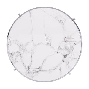 English Elm 32.48'' Round Sintered Stone Coffee Table with Polished Chrome Base for Living Room W821115001