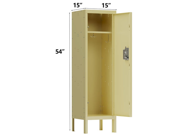 English Elm 1 Door Tall Metal Storage Locker Slim Industrial Cabinet for Bedroom or Gym Yellow W396122097