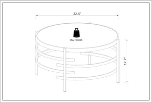 English Elm 32.48'' Round Sintered Stone Coffee Table with Polished Chrome Base for Living Room W821115001