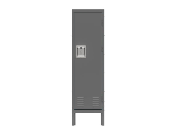English Elm 1 Door Tall Metal Storage Locker Slim Industrial Cabinet for Bedroom or Gym Grey W396122094
