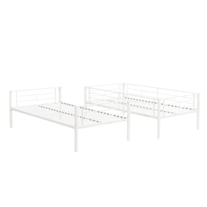 English Elm Twin Twin Over Twin Metal Bunk Bed White Steel Frame with Safety Rails, 2 Ladders, Space-Saving Durable Design W1916115251