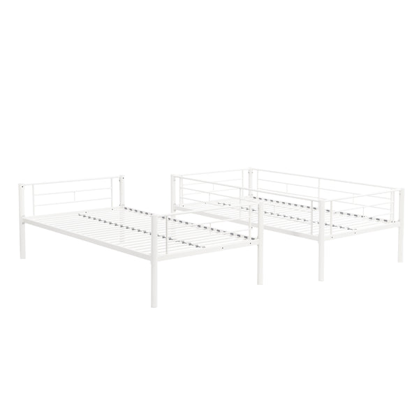 English Elm Twin Twin Over Twin Metal Bunk Bed White Steel Frame with Safety Rails, 2 Ladders, Space-Saving Durable Design W1916115251