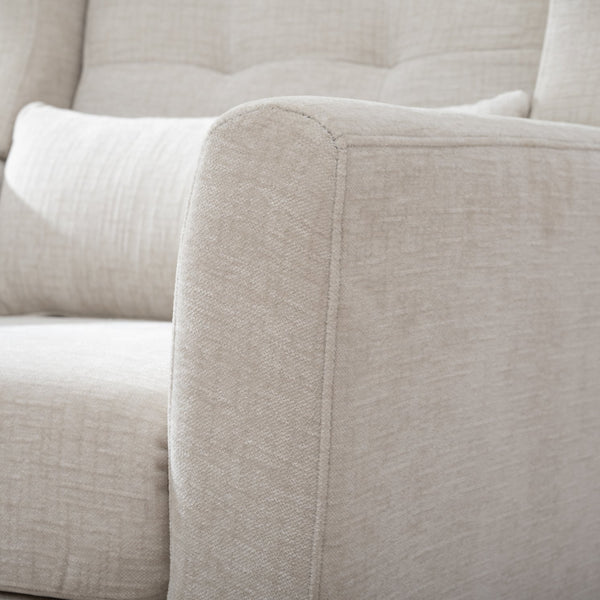 English Elm Modern Accent Chair Chenille Upholstered Foam Seat Ergonomic Padded Lounge Armchair with Wood Legs — Beige, Mid-Century Comfort for Living Room W1028122699