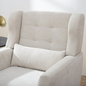 English Elm Modern Accent Chair Chenille Upholstered Foam Seat Ergonomic Padded Lounge Armchair with Wood Legs — Beige, Mid-Century Comfort for Living Room W1028122699