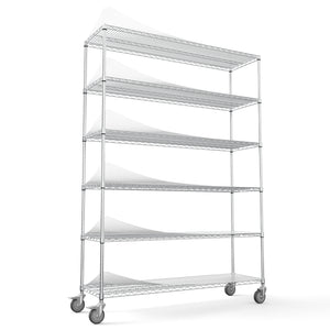 English Elm 6 Tier Wire Shelving Unit - 6000 Lbs Adjustable Metal Garage Storage Rack With Wheels & Liners! W1550119258