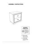 English Elm Metallic Gray Color Nightstand Bedroom 1 Piece Nightstand Solid Wood Acrylic Hardware 2-Drawers Bedside Table