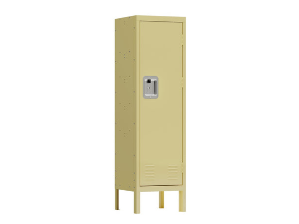 English Elm 1 Door Tall Metal Storage Locker Slim Industrial Cabinet for Bedroom or Gym Yellow W396122097