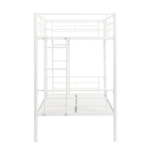English Elm Twin Twin Over Twin Metal Bunk Bed White Steel Frame with Safety Rails, 2 Ladders, Space-Saving Durable Design W1916115251
