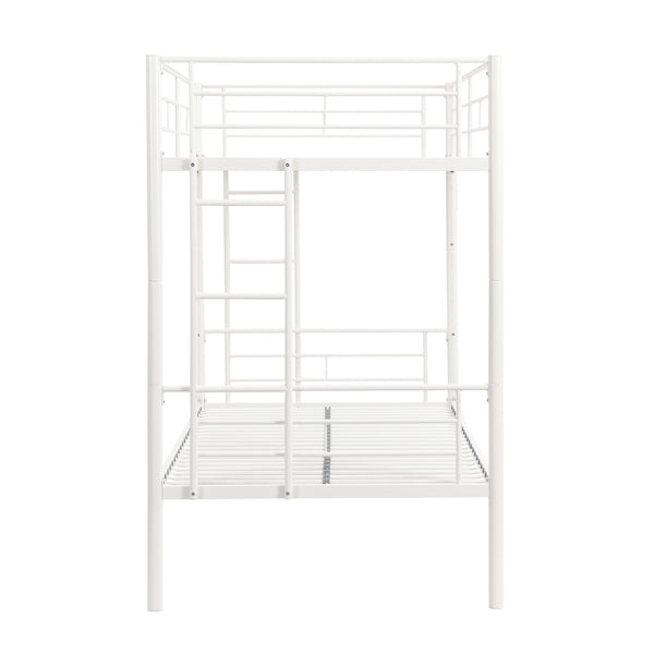 English Elm Twin Twin Over Twin Metal Bunk Bed White Steel Frame with Safety Rails, 2 Ladders, Space-Saving Durable Design W1916115251