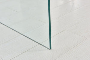 English Elm Transparent Bent Tempered Glass End Table Seamless Modern Accent for Living Room W1718P233034