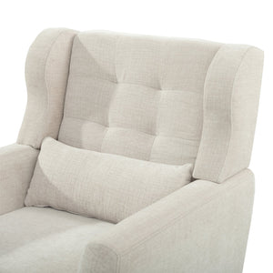 English Elm Modern Accent Chair Chenille Upholstered Foam Seat Ergonomic Padded Lounge Armchair with Wood Legs — Beige, Mid-Century Comfort for Living Room W1028122699