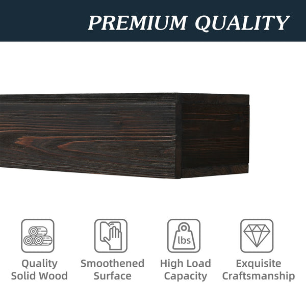 English Elm 72" Solid Cedar Floating Mantel Shelf Rustic Farmhouse Decor Display 50 Lb W1390138524