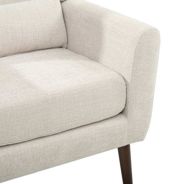 English Elm Modern Accent Chair Chenille Upholstered Foam Seat Ergonomic Padded Lounge Armchair with Wood Legs — Beige, Mid-Century Comfort for Living Room W1028122699