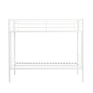 English Elm Twin Twin Over Twin Metal Bunk Bed White Steel Frame with Safety Rails, 2 Ladders, Space-Saving Durable Design W1916115251