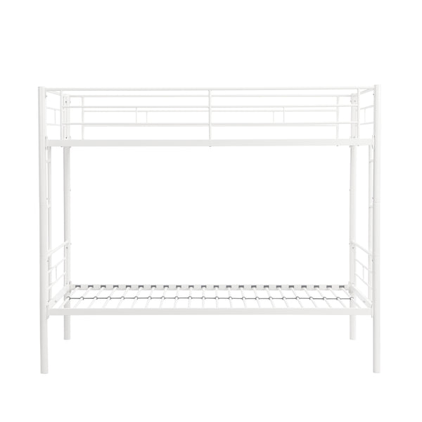 English Elm Twin Twin Over Twin Metal Bunk Bed White Steel Frame with Safety Rails, 2 Ladders, Space-Saving Durable Design W1916115251