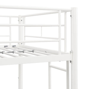 English Elm Twin Twin Over Twin Metal Bunk Bed White Steel Frame with Safety Rails, 2 Ladders, Space-Saving Durable Design W1916115251