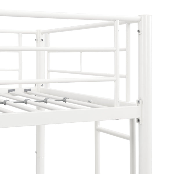 English Elm Twin Twin Over Twin Metal Bunk Bed White Steel Frame with Safety Rails, 2 Ladders, Space-Saving Durable Design W1916115251