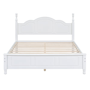 English Elm 3-Pieces Queen Wood Platform Bed Set with 2 Nightstands, Slat Support, Space-Saving Storage White 23.03 L x 21.73 W x 8.27 H HL000058AAK