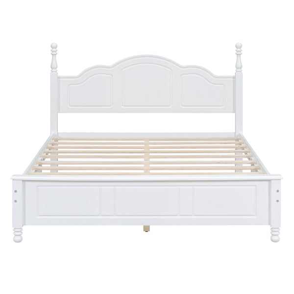 English Elm 3-Pieces Queen Wood Platform Bed Set with 2 Nightstands, Slat Support, Space-Saving Storage White 23.03 L x 21.73 W x 8.27 H HL000058AAK