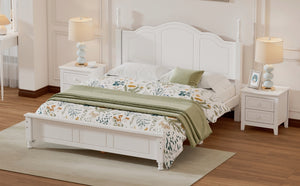English Elm Queen Wood Platform Bed Frame with Retro Headboard, Sturdy Slat Support, Easy Assembly, 500LB Capacity White 66.73 L x 21.73 W x 6.73 H WF308185AAK