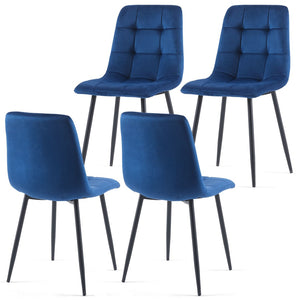 English Elm Grey Velvet Upholstered Dining Side Chairs Set of 2 with Sleek Metal Legs Blue W1164P307927
