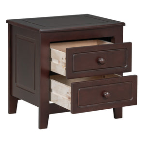 English Elm 2-Drawer Nightstand with Mid-Century Retro Style, Weathered Finish, Space-Saving Bedside Table with Storage Walnut 23.03 L x 21.73 W x 8.27 H WF308187AAD