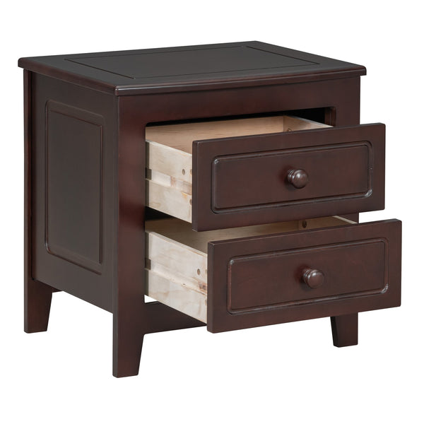 English Elm 2-Drawer Nightstand with Mid-Century Retro Style, Weathered Finish, Space-Saving Bedside Table with Storage Walnut 23.03 L x 21.73 W x 8.27 H WF308187AAD