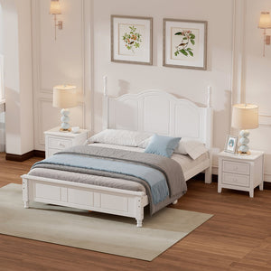 English Elm 3-Pieces Full Size Wood Platform Bed with Two Nightstands, Dark Walnut Finish, Sturdy Slat Support White 23.03 L x 21.73 W x 8.27 H HL000057AAK