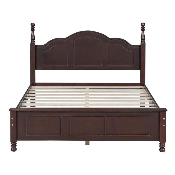 English Elm Full Full Size Wood Platform Bed with Retro Headboard, Solid Slat Support, Easy Assembly, Durable Finish Walnut 60.51 L x 21.73 W x 6.73 H WF308186AAD