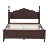 English Elm Full Size Wood Platform Bed Frame,Retro Style Platform Bed With Wooden Slat Support,Dark Walnut