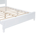 English Elm Queen Size Wood Platform Bed Frame,Retro Style Platform Bed With Wooden Slat Support,White