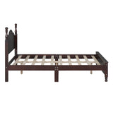 English Elm Full Size Wood Platform Bed Frame,Retro Style Platform Bed With Wooden Slat Support,Dark Walnut