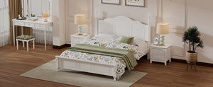 English Elm 3-Pieces Queen Wood Platform Bed Set with 2 Nightstands, Slat Support, Space-Saving Storage White 23.03 L x 21.73 W x 8.27 H HL000058AAK