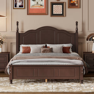English Elm Full Full Size Wood Platform Bed with Retro Headboard, Solid Slat Support, Easy Assembly, Durable Finish Walnut 60.51 L x 21.73 W x 6.73 H WF308186AAD