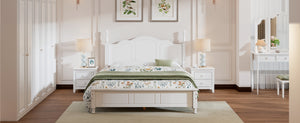 English Elm Queen Wood Platform Bed Frame with Retro Headboard, Sturdy Slat Support, Easy Assembly, 500LB Capacity White 66.73 L x 21.73 W x 6.73 H WF308185AAK