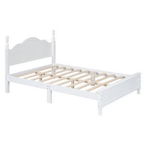 English Elm Full Full Size Wood Platform Bed with Retro Headboard, Solid Slat Support, Easy Assembly, Durable Finish White 60.51 L x 21.73 W x 6.73 H WF308186AAK