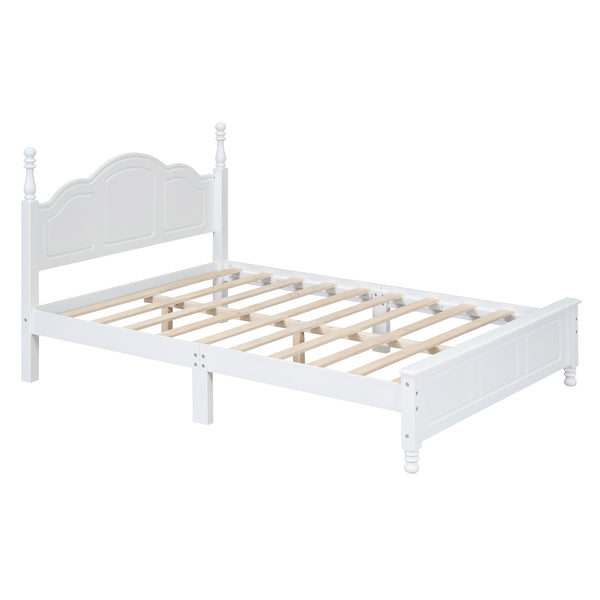 English Elm Full Full Size Wood Platform Bed with Retro Headboard, Solid Slat Support, Easy Assembly, Durable Finish White 60.51 L x 21.73 W x 6.73 H WF308186AAK