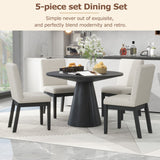 Hearth and Haven Trexm 5-Piece Dining Set Retro Round Table with 4 Upholstered Chairs For Living Room, Dining Room ST000095AAB