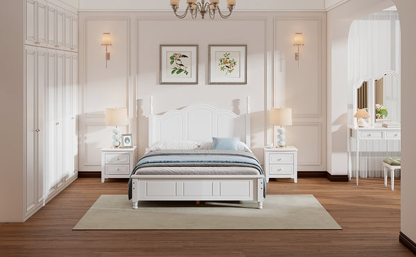 English Elm 3-Pieces Full Size Wood Platform Bed with Two Nightstands, Dark Walnut Finish, Sturdy Slat Support White 23.03 L x 21.73 W x 8.27 H HL000057AAK