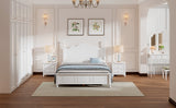 English Elm 3-Pieces Bedroom Sets,Full Size Wood Platform Bed and Two Nightstands-White