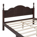 English Elm 3-Pieces Bedroom Sets,Queen Size Wood Platform Bed and Two Nightstands-Dark Walnut