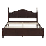 English Elm Queen Size Wood Platform Bed Frame,Retro Style Platform Bed With Wooden Slat Support,Dark Walnut